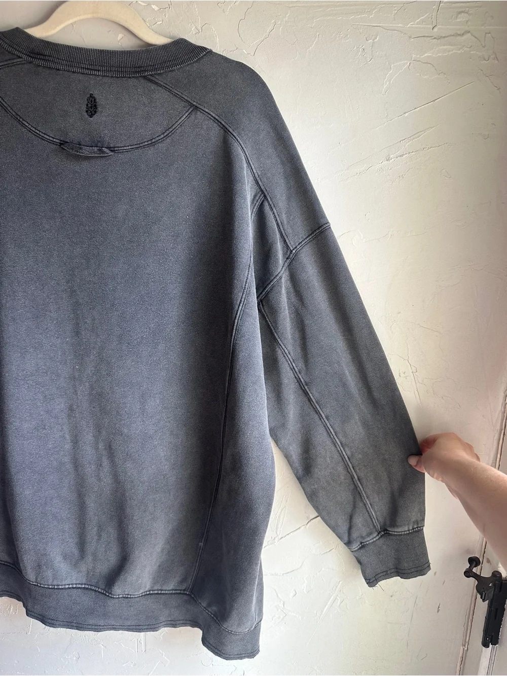 Free People Washed Black Intercept Tunic Pullover Loungewear Sweatshirt Sz S